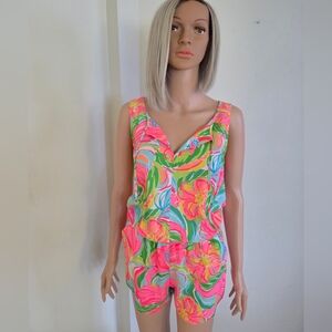 Lilly Pulitzer Tropical Sleeveless Shorts Romper Size XS